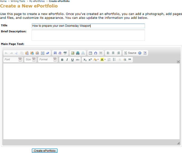 Creating an ePortfolio