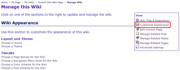 The Wiki Appearance TAb