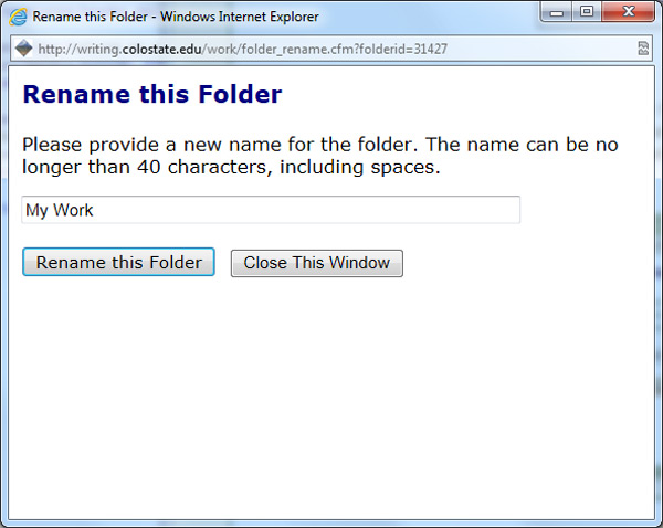 Renaming a Folder